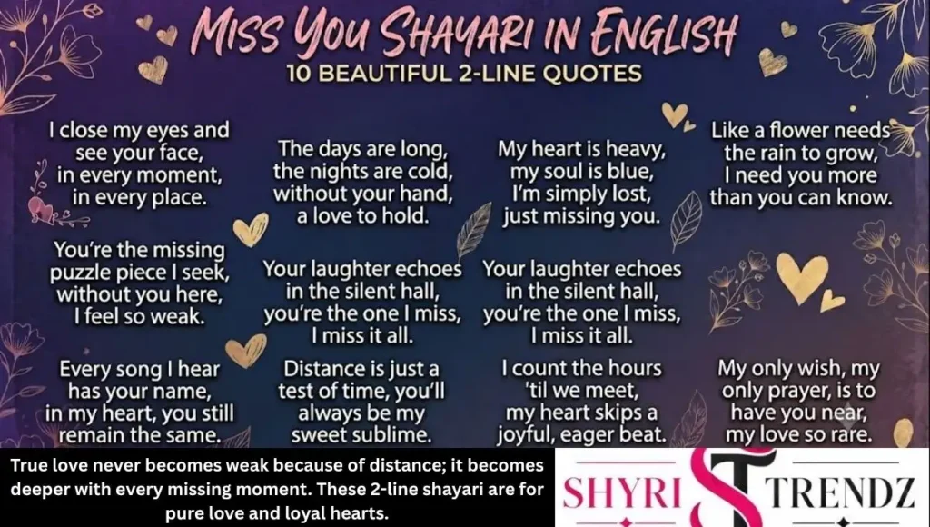 2 Line True Love Miss You Shayari In English