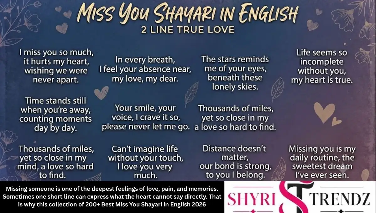200+ Best Miss You Shayari in English: 2 Line True Love