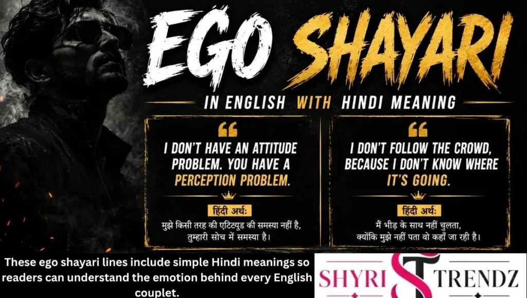 Ego Shayari in English with Hindi Meaning