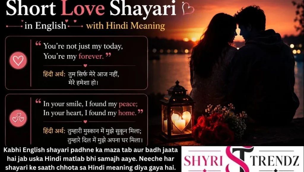 Short Love Shayari in English with Hindi Meaning